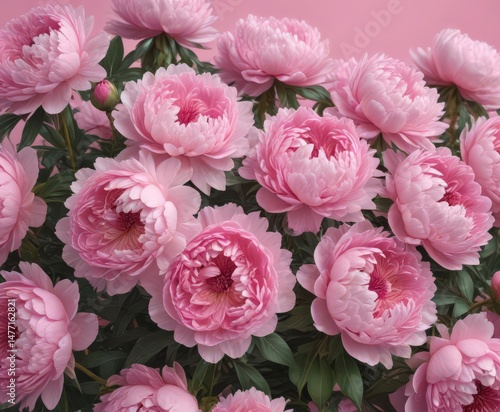 Wallpaper Mural Dense cluster of pink peonies, soft pink backdrop , garden, romantic, petals Torontodigital.ca