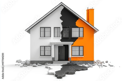 Split Design House with Black and Orange Color Contrast