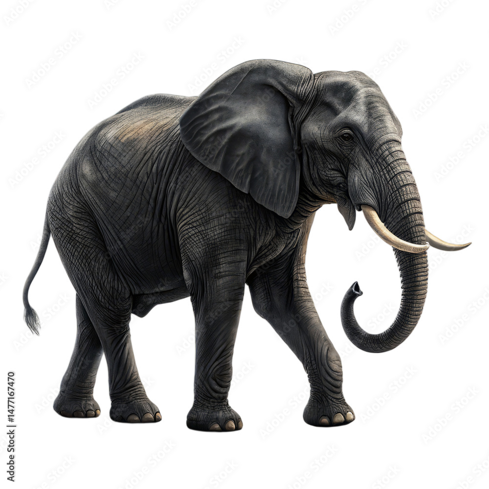 Obraz premium dark elephant full length, transparent background