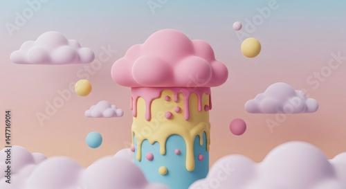 Pastel Cloud Tower: A Dreamy, Dripping Delight