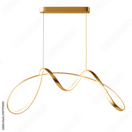 A gold colored light fixture with a curved design