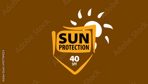 Hand-drawn vector sun protection logo for packaging