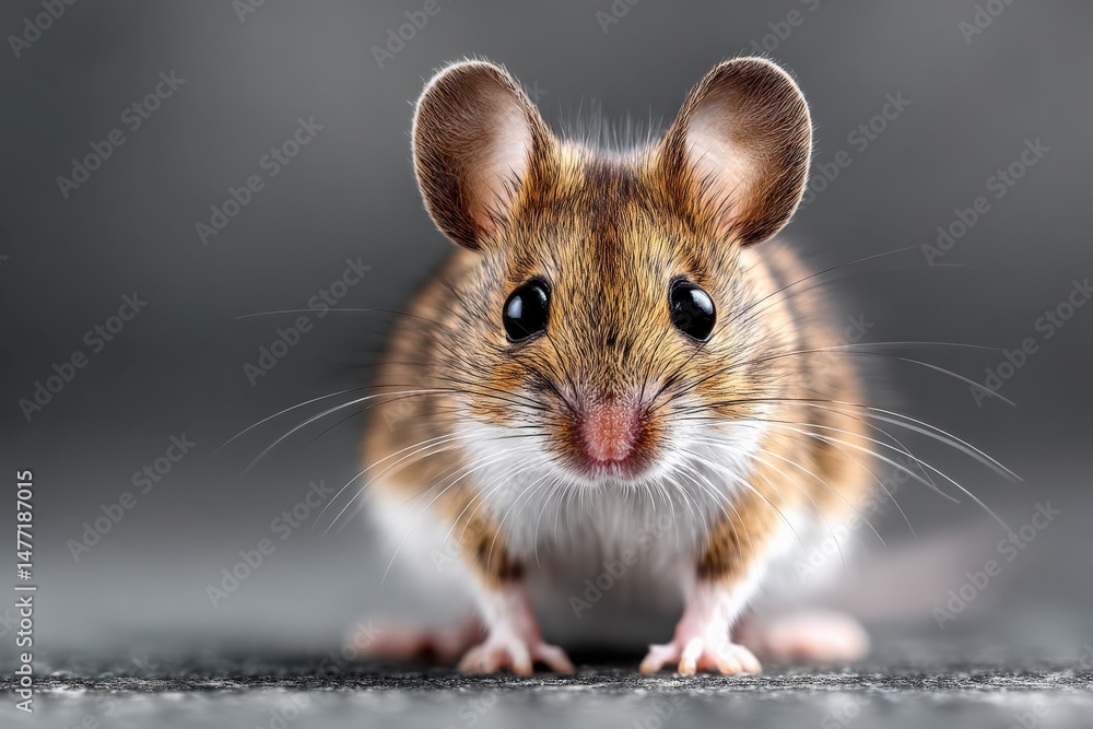 Cute small mouse with large ears standing on a textured surface in soft lighting Cute small mouse with large ears standing on a textured surface in soft lighting