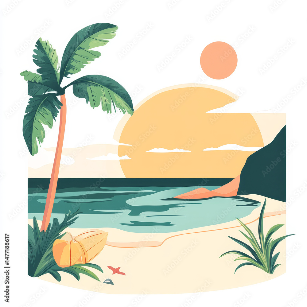 Obraz premium simple summer banner on a white background