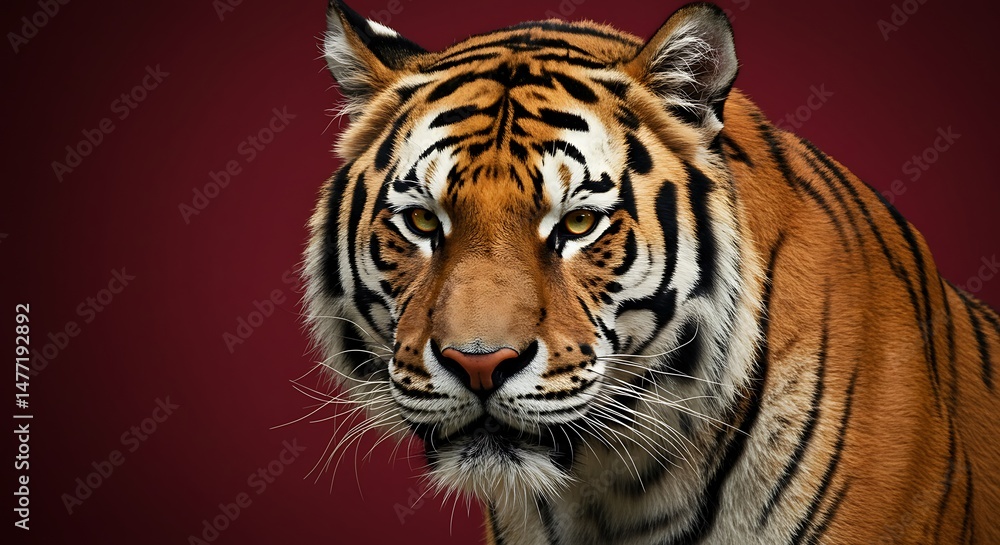 Fototapeta premium A tiger on a solid background