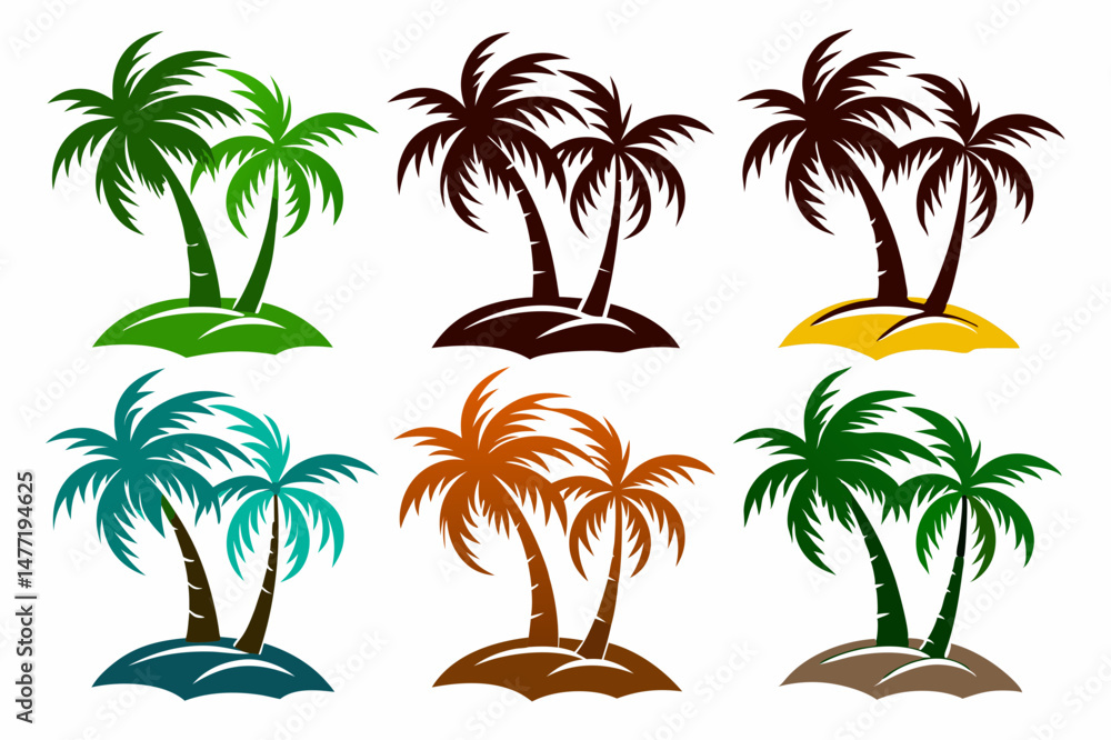 Obraz premium Coconut Tree Beach Vector Design 