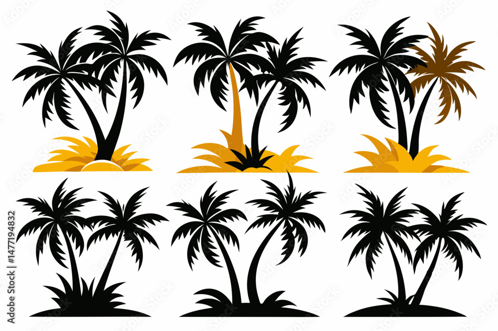 Obraz premium Exotic Palm Tree Silhouette Logo 