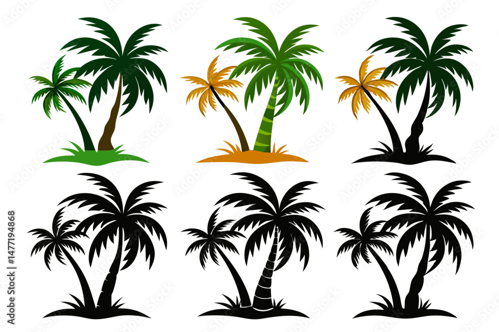 Obraz premium Exotic Palm Tree Silhouette Logo 