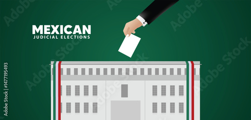 Mexican judicial elections hand putting vote vector poster