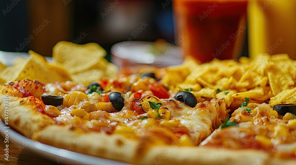 A close-up of a gourmet dish featuring a creamy base topped with colorful diced vegetables, including yellow and orange pieces, alongside crunchy roasted nuts and fresh herbs.