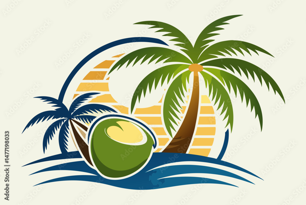 Fototapeta premium Summer Vibe Tree Logo Design