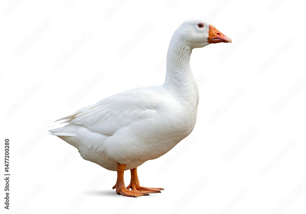 Obraz premium A white goose standing gracefully on a white background