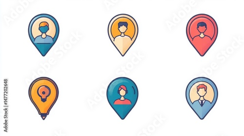 Free Download Remote work icons with avatar presence markers supporting spatial platform ideas
 - GFXLoad