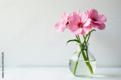 Wallpaper Mural Delicate pink gypsophila blooms in a clear glass bottle against a white backdrop , delicate, bouquet, still life Torontodigital.ca