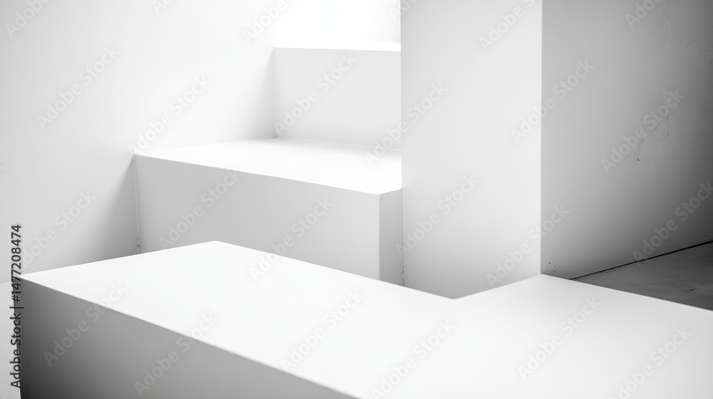 Fototapeta premium Abstract monochrome geometric textures, minimalist architecture. Pure forms and subtle contrasts in a structured composition.