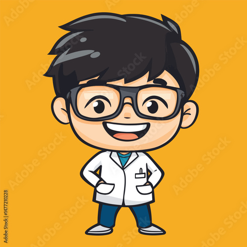 cartoon cute dentist boy mascot cute cartoon no details solid background bright
