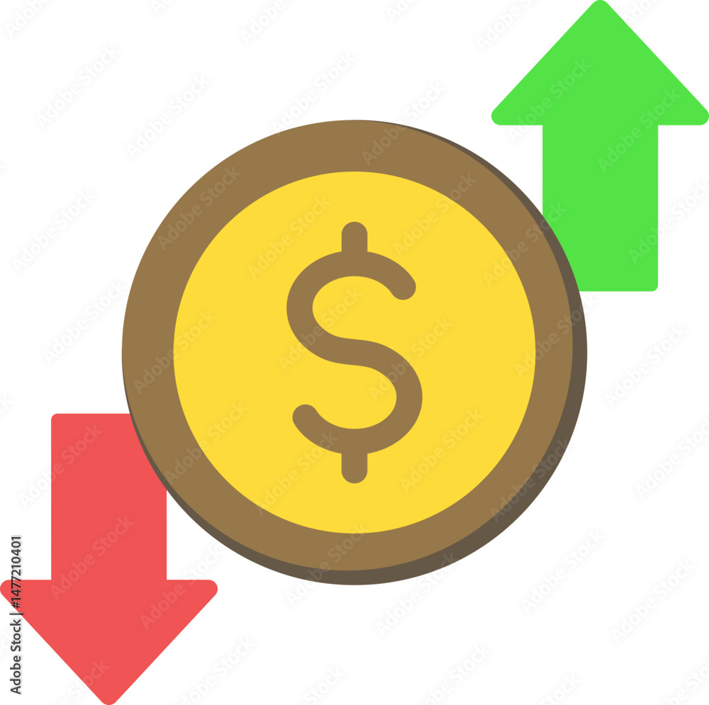 Obraz premium Currency Up Down Flat Icon