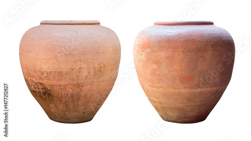 Photos Antique ceramic decorative amphora on a transparent background