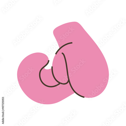 Vibrant pink boxing gloves, equipment for combat sports. Minimalist clip art
