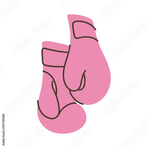 Pair of pink boxing gloves for training and fitness. Simple clip art
