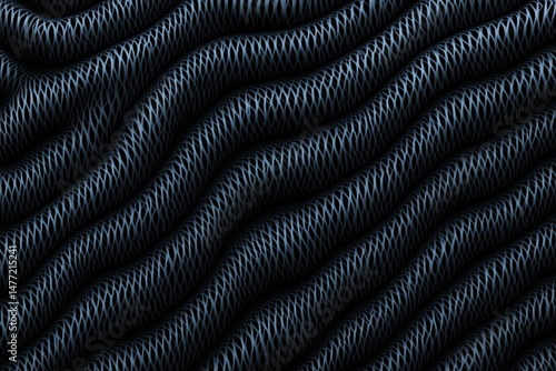 Wallpaper Mural Dark navy blue, wavy, textured surface with repeating,  interlocking,  3D pattern Torontodigital.ca
