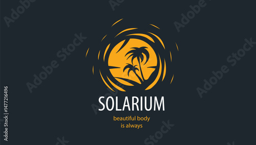 Hand-drawn vector logo on a black background for a solarium