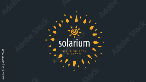 Hand-drawn vector logo on a black background for a solarium