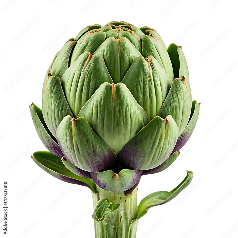 Artichoke: Unveiling the Beauty of a Closed Bud, showcasing its Intricate Green and Purple Hues with Remarkable Detail; A Close-Up Study of Botanical Wonders. Artichoke: Unveiling the Beauty of a Closed Bud, showcasing its Intricate Green and Purple Hues with Remarkable Detail; A Close-Up Study of Botanical Wonders.