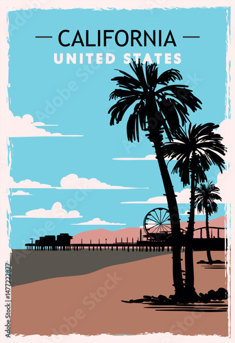 magnificent fusion of elegant script and illustration of California