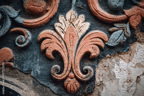 Intricate wall decoration showcasing vibrant colors and classic design elements in a historical building