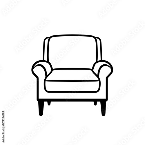 Classic cushioned armchair with rounded backrest and wide seat for comfort and home decor