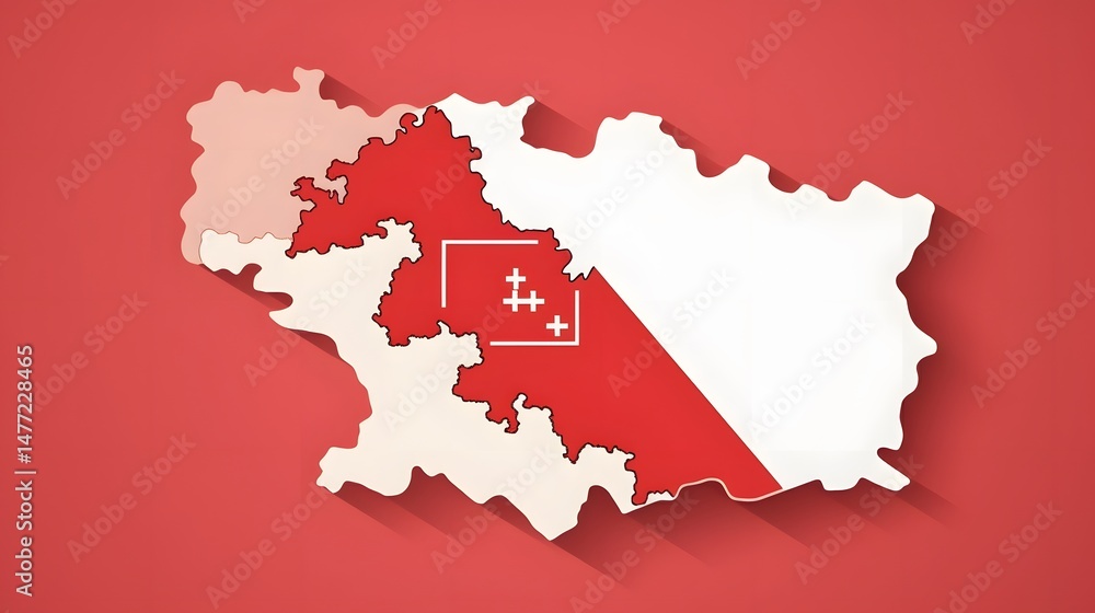 Fototapeta premium Professional Austria map outline design on flag in red and white color scheme
