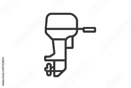 Simple line drawing of an outboard motor icon suitable for web design and digital applications