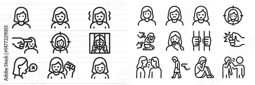 Collection of web icons depicting various emotional expressions and interpersonal scenarios
