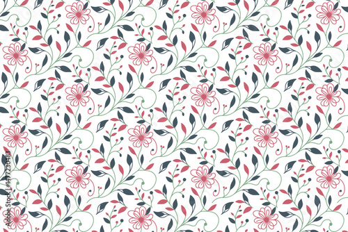 seamless line floral pattern, sketch inspired textile repeat, cotton flower one line print, fashion wrapping paper design, trendy nature pillow cover, modern outline stylish art, fabric texture textil