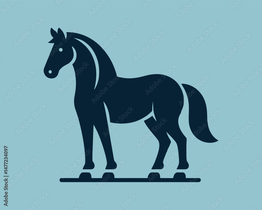 Horse full body flat design logo template