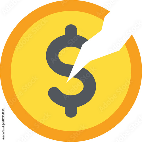 Broke Coin Flat Icon