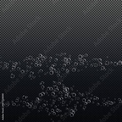 Water Bubbles fizzing sparkles isolated on transparent background