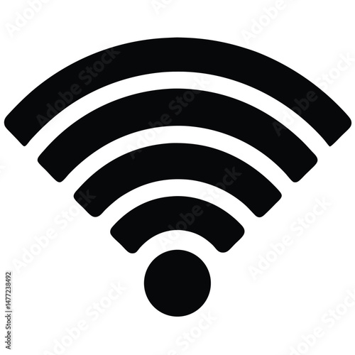 WiFi Symbol Black Wireless Connection Icon with Concentric Arcs and Circle