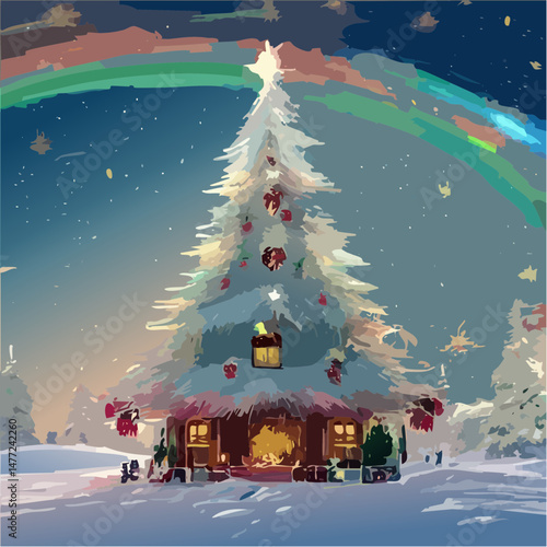 christmas tree in the snow