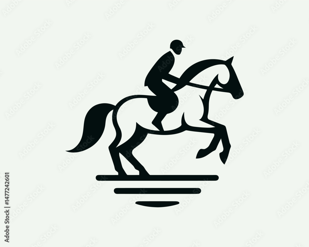 Fototapeta premium Horse rider silhouette logo for business use