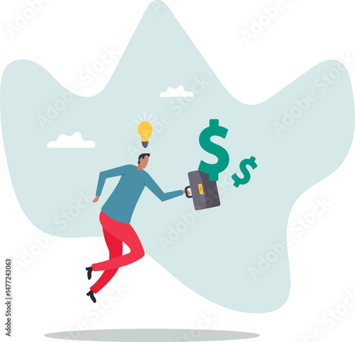 Business idea to make money, innovation and creativity to make profit investment or financial planning .character for design.