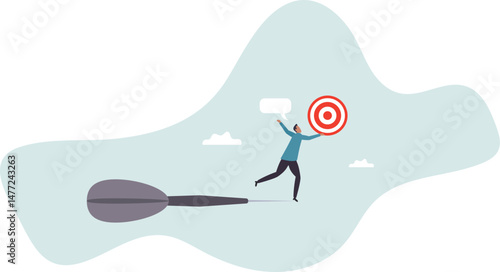 Aiming for target or goal, determination and strategy to reach target and achieve business success,character for design.