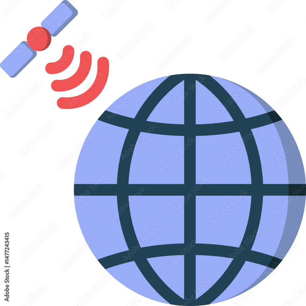 Earth Satellite Flat Icon Earth Satellite Flat Icon