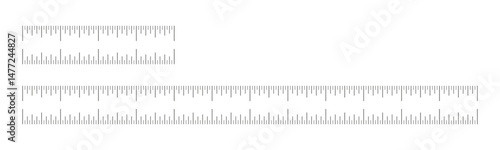 Measuring charts with 4, 12 inches. Set of ruler scales. Sewing tool mockups collection. Length measurement math, distance, height ruler printable patterns.