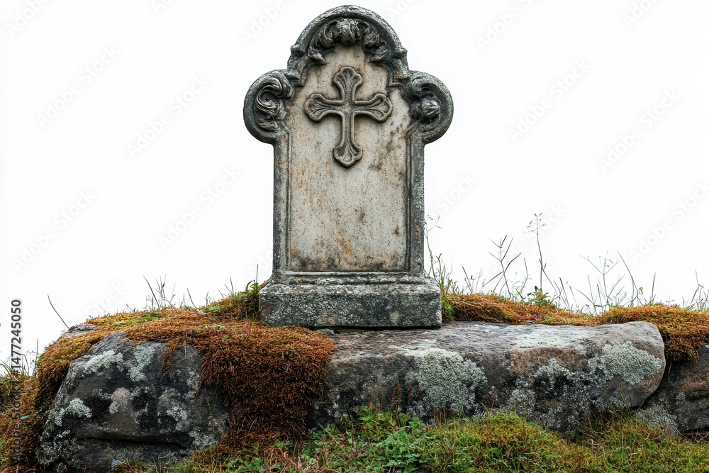 custom made wallpaper toronto digitalOld gravestone on a mossy rock in a foggy burial site surrounded by nature