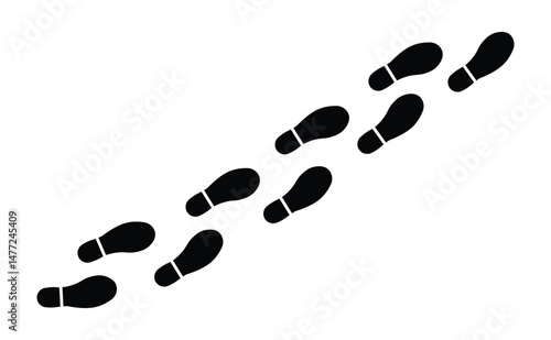 Human footprints icon set. foot print icon set. Step footprints paths. footstep prints and shoe steps
