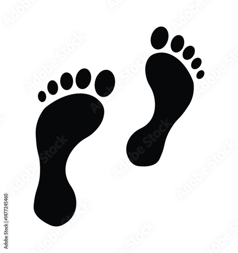 Human footprints icon set. foot print icon set. Step footprints paths. footstep prints and shoe steps
