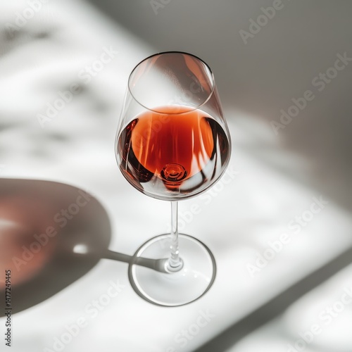 Elegant wine glass filled with ros?