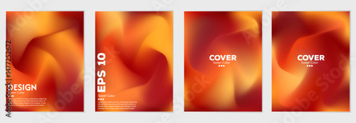 Orange yellow abstract wave background set. Light and dark combination. Cover design, poster, banner, web, card, greeting card etc.